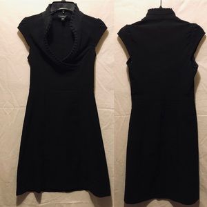 Black Sheath Dress Deep Pleated Neckline